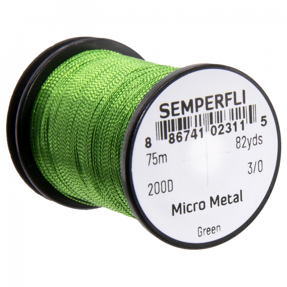 Semperfli Micro Metal Hybrid Thread, Tinsel & Wire Green Fly Tying Materials (Pack Size 7500cm)